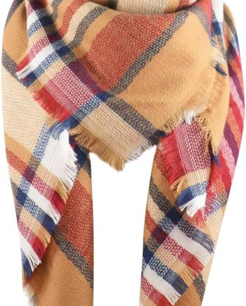 Womens Fall Winter Scarf Plaid Tassel Soft Warm Blanket Scarves Womens Shawl Wraps