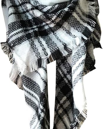 Womens Warm Long Shawl Winter Wraps Large Scarves Knit Cashmere Feel Plaid Triangle Scarf